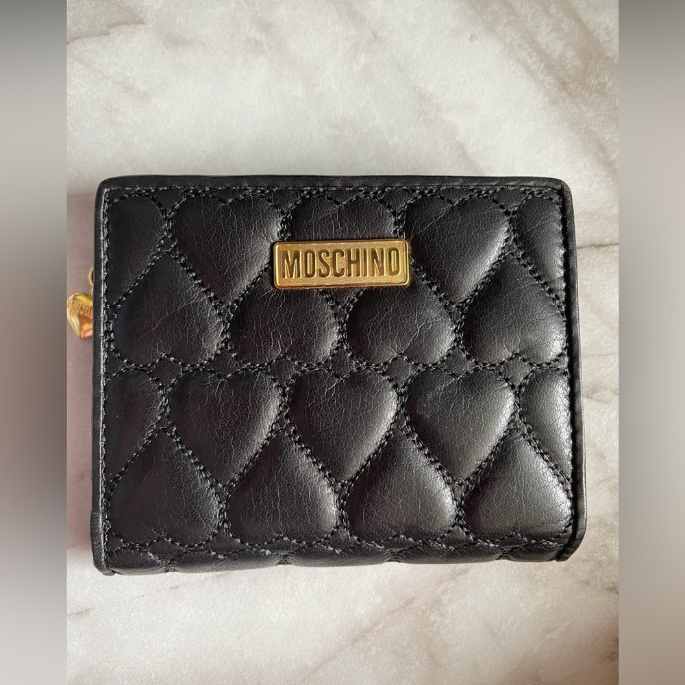 MOSCHINO heart pattern quilted short wallet vintage